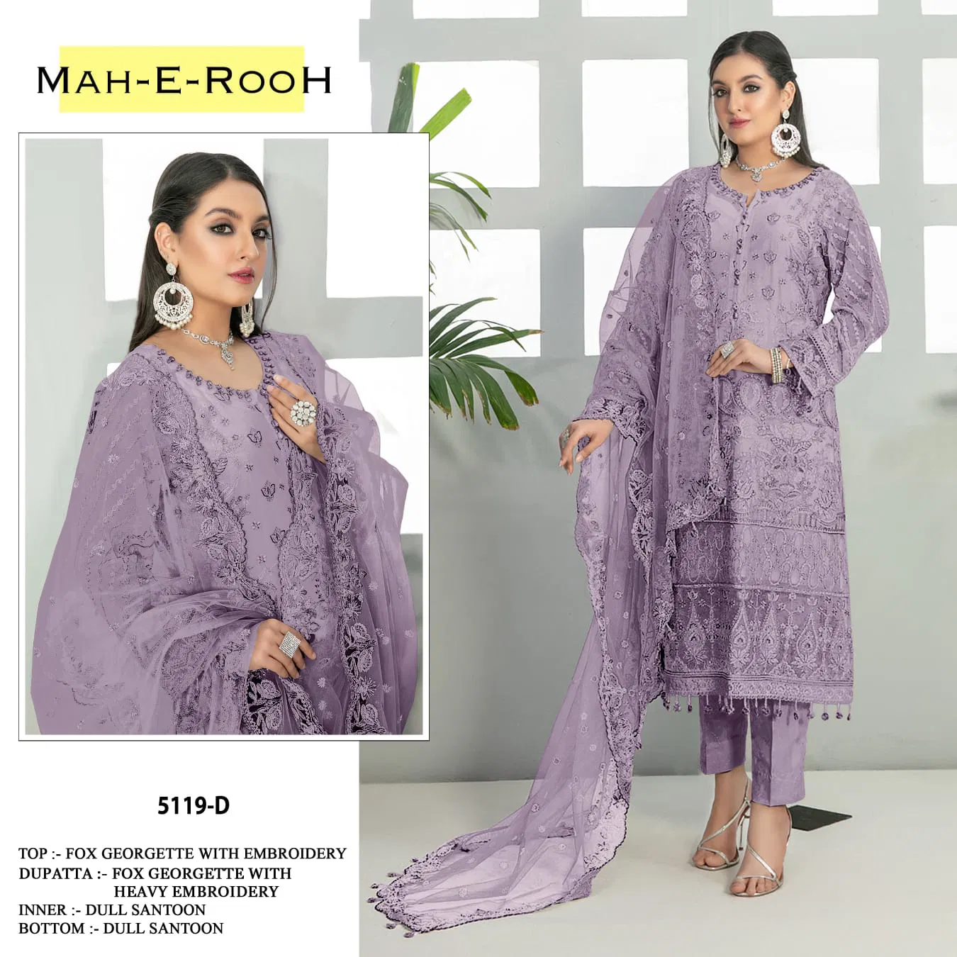 Mah E Rooh 5119 Embroidery Georgette Pakistani Suits Wholesale Shop in Surat
